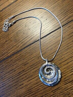 Retired Brighton Crisraluna Silver Marble Cry Pendant Necklace